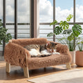 Loft Perch raised plush cat sofa bed with wooden legs