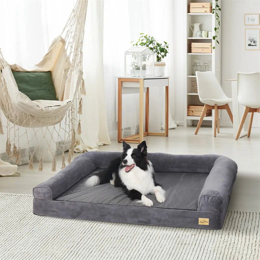 Loft Haven orthopedic bolster dog bed in a living room