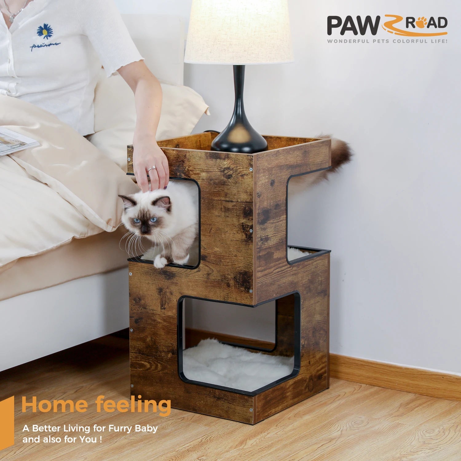 Loft Nook modern wood cat condo house