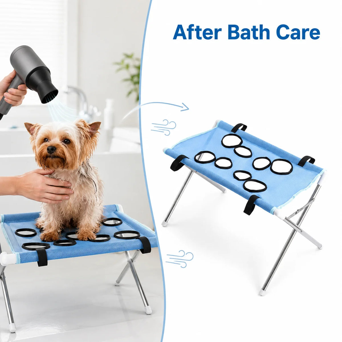 Pet Bathing Hammock Stand Foldable Dog Cat Grooming Drying Table Breathable Mesh Bath Helper for Small Pets